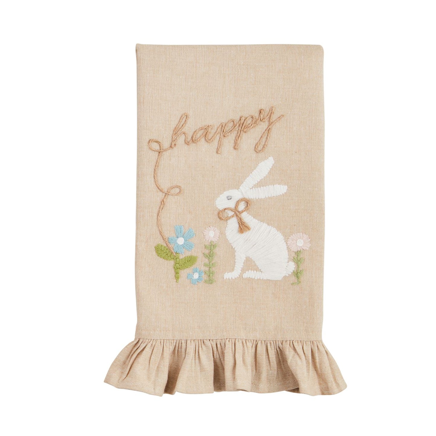 Embroidered "Happy" Bunny Towel