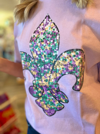 Faux Sequin Fleur de Lis Tee