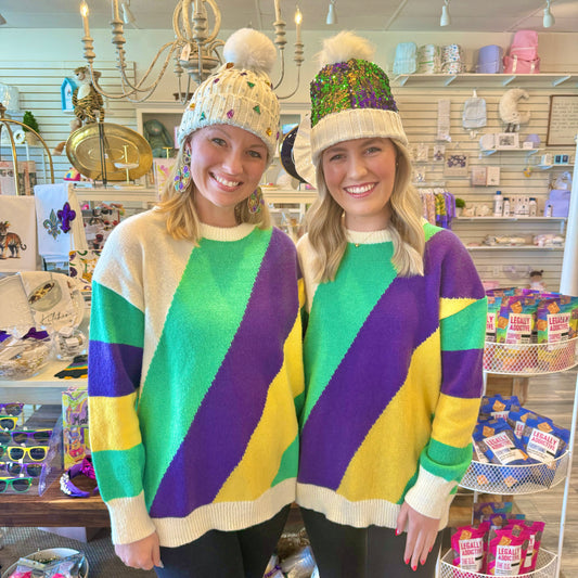 Mardi Gras Striped Sweater