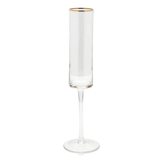 Optic Champagne Flute w/ Gold Rim