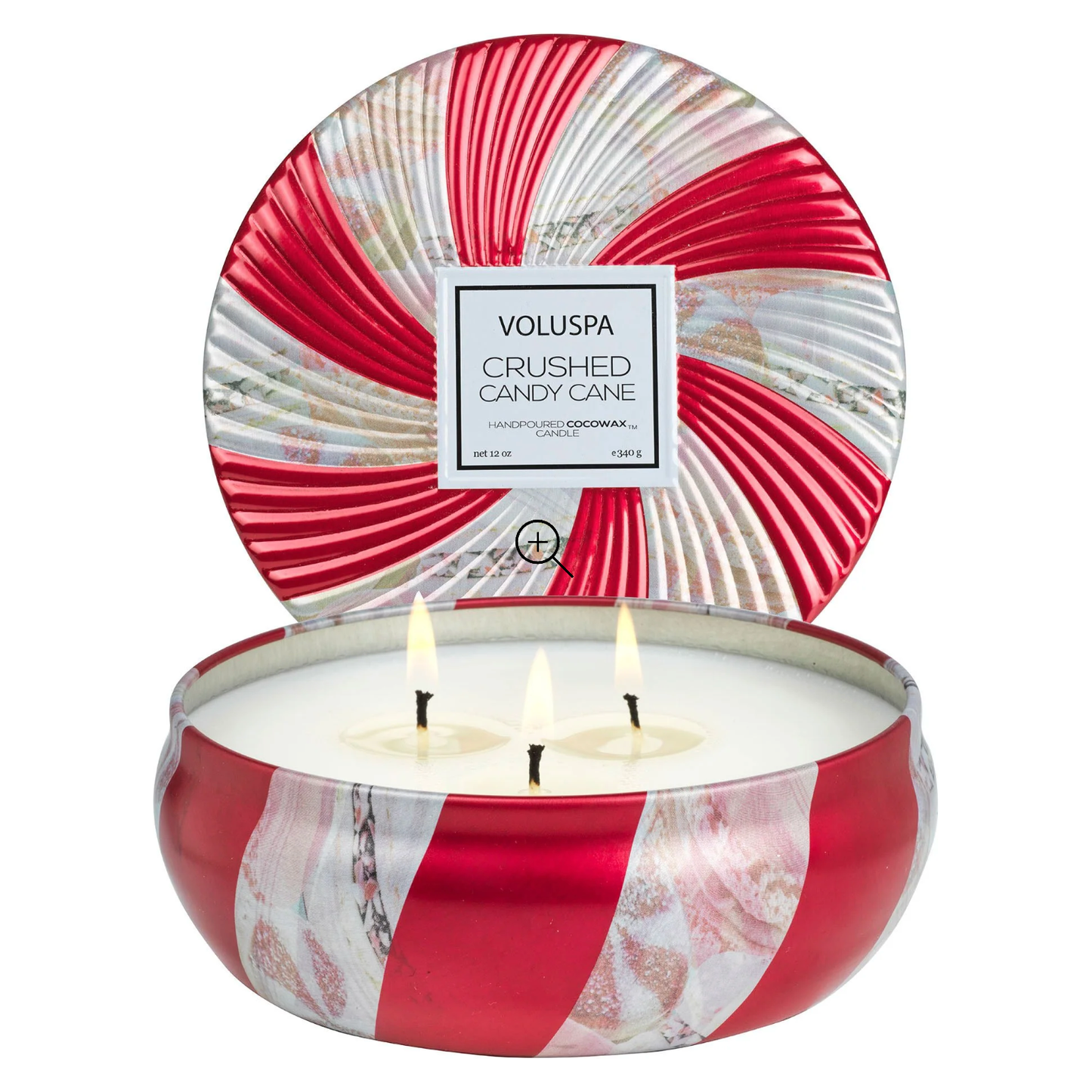 Crushed Candy Cane: 3 Wick Tin