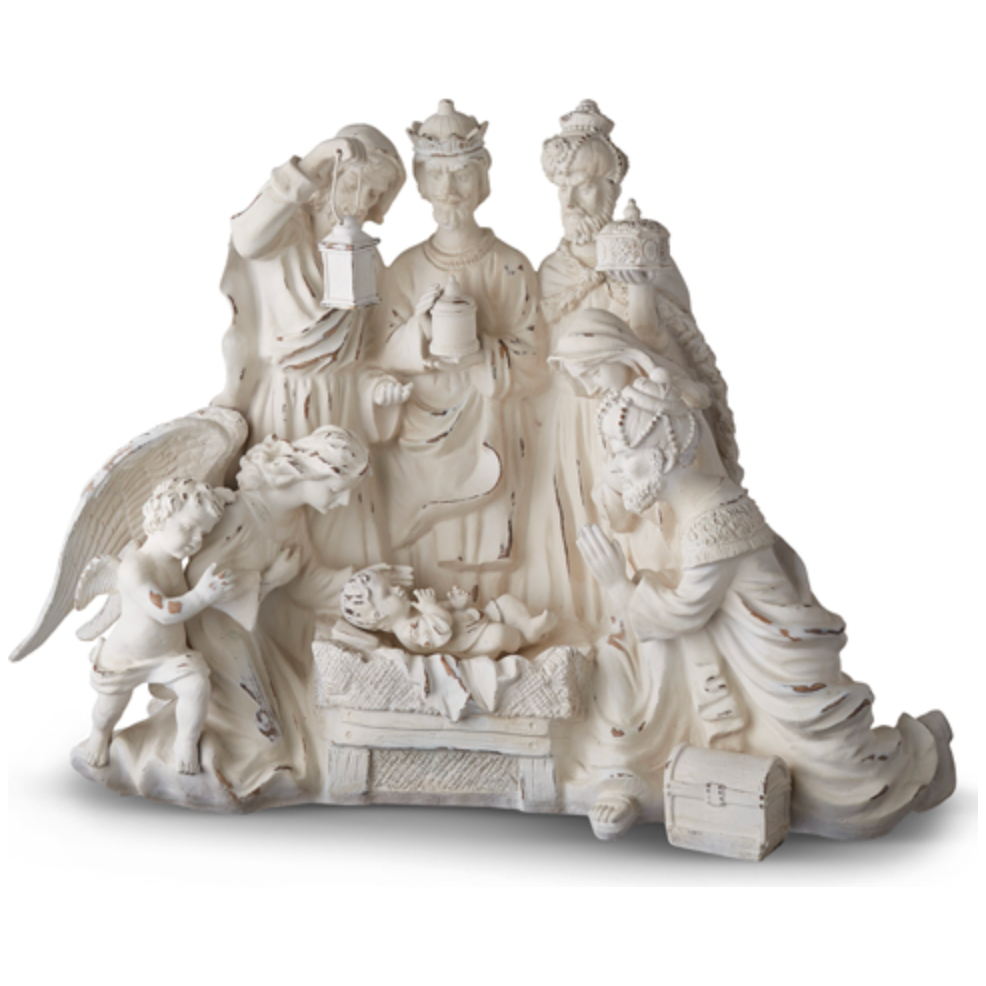 Distressed White Holy Family - 32"