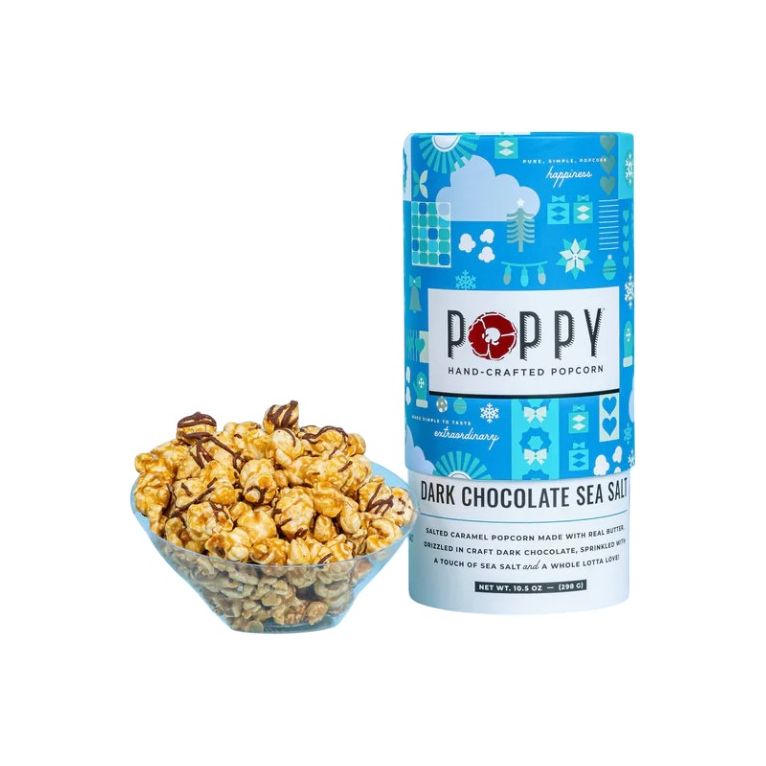 Poppy Popcorn: Dark Chocolate Sea Salt Cylinder