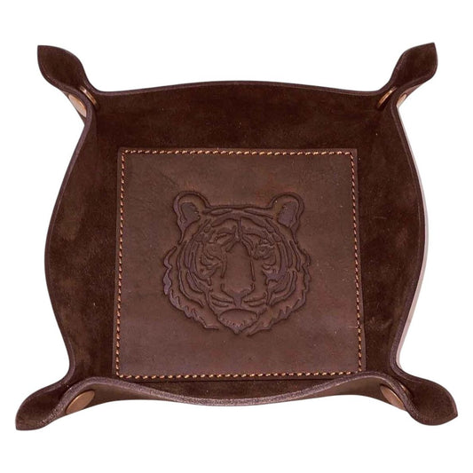 Tiger Embossed Leather Tray