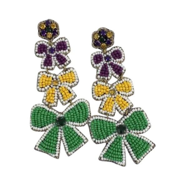 Mardi Gras Bow Earrings