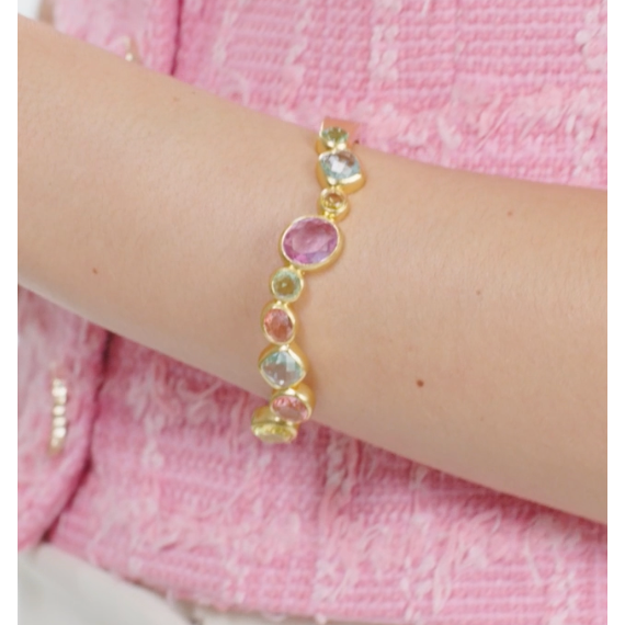 Kaleidoscope Hinge Bangle - Multi Stone