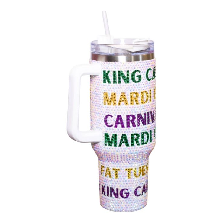 Mardi Gras Rhinestone Cup