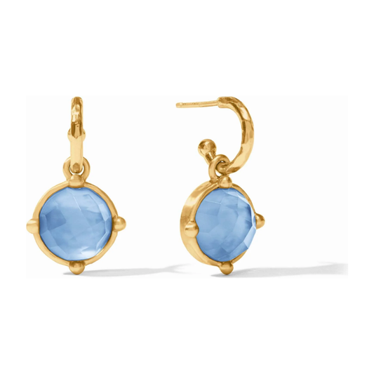 Honeybee Hoop & Charm Earring - Iridescent Chalcedony Blue