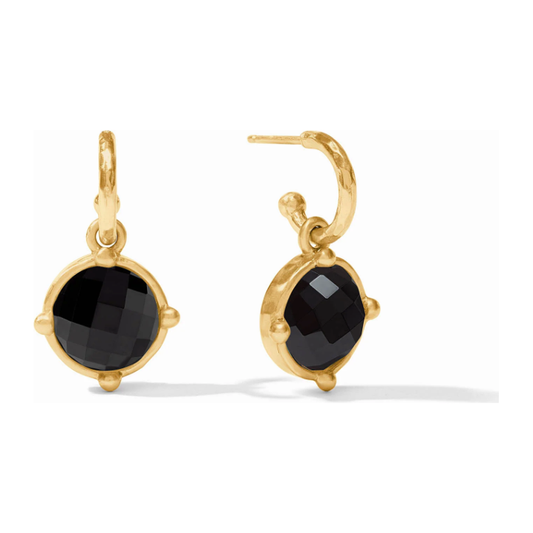 Honeybee Hoop & Charm Earring - Obsidian Black