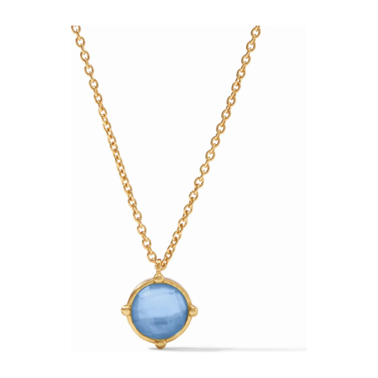 Honeybee Solitaire Necklace - Iridescent Chalcedony Blue